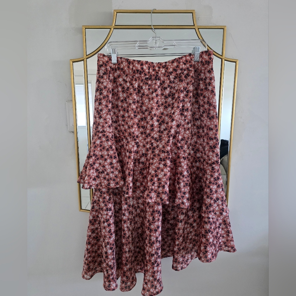 Asymmetrical Pink Floral Skirt